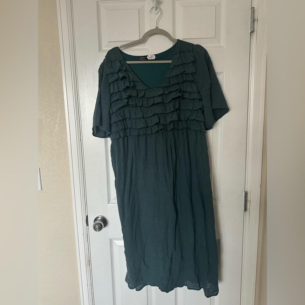 Elegant Green Ruffle Dress